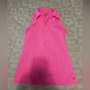Lilly Pulitzer Pink Martina Ruffle Sleeveless Golf Polo